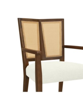  Arm Dining Chair (walnut+beige) Set of 2