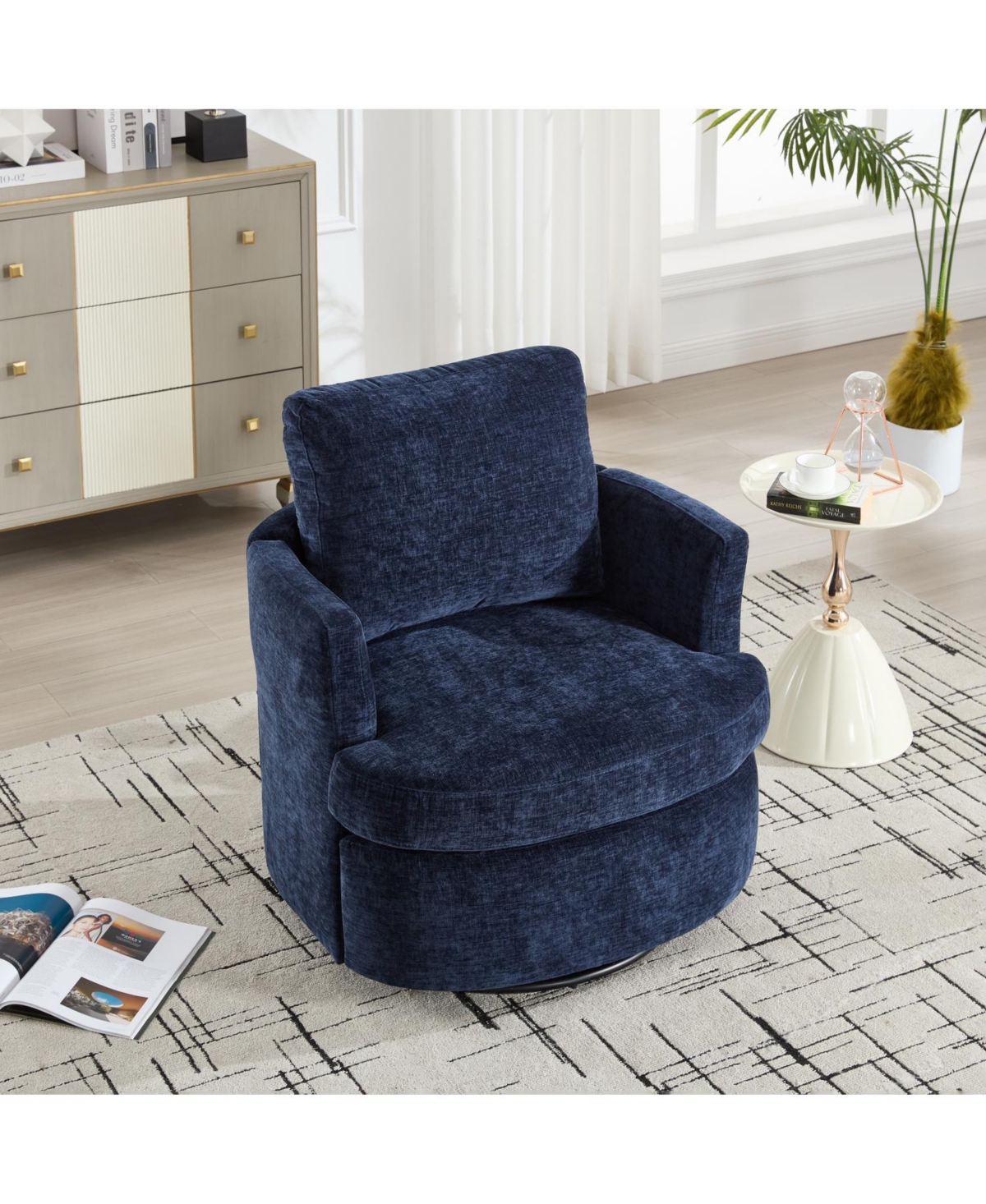 Streamdale Furniture 360 Swivel Chenille Chair- Comfortable, Breathable