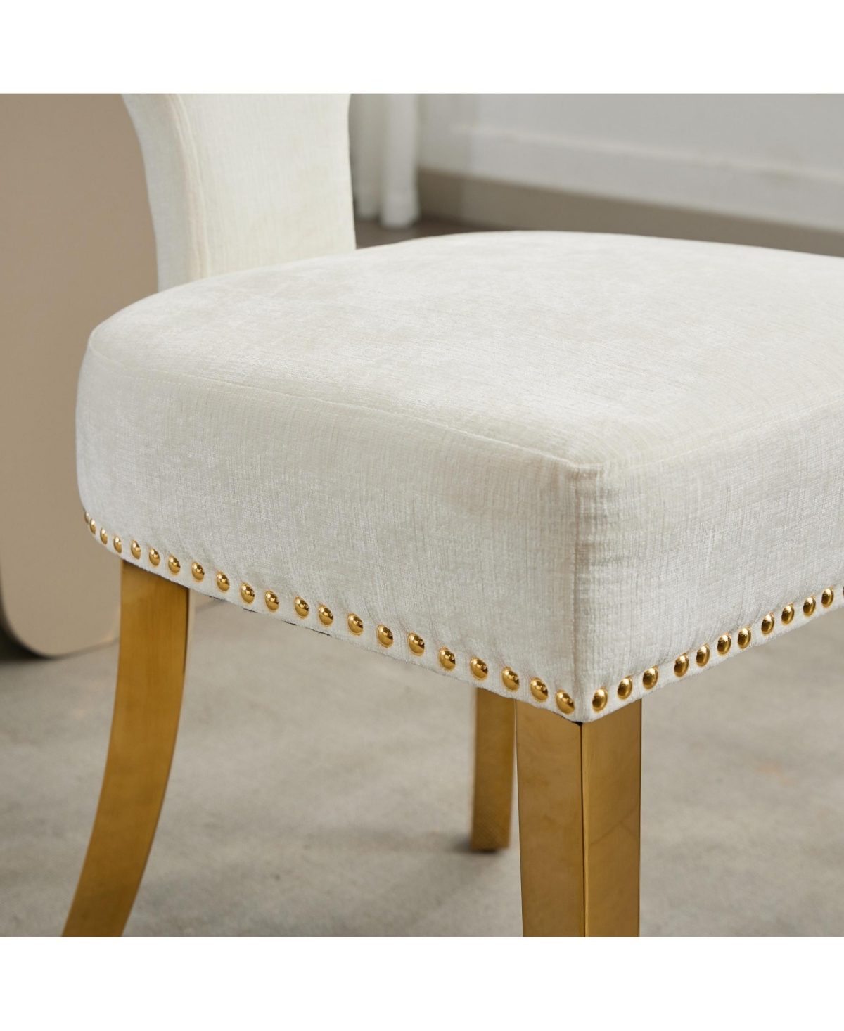 Streamdale Furniture Mid Century Modern Chenille Dining Chairs, Set of 2, Beige