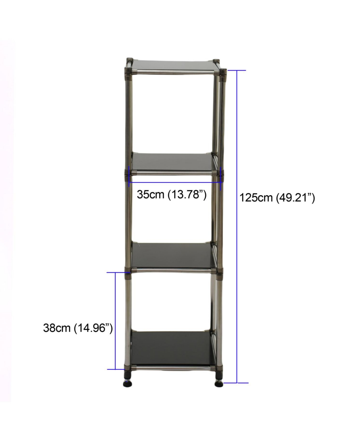 Streamdale Black 4-Tier Stainless Steel Shelving Unit - Heavy Duty, Durable