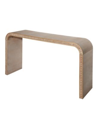 59in Natural Wood Console Table with Wood Beads