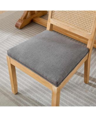 Farmhouse Rattan Dining Chairs, Set of 2, Gray