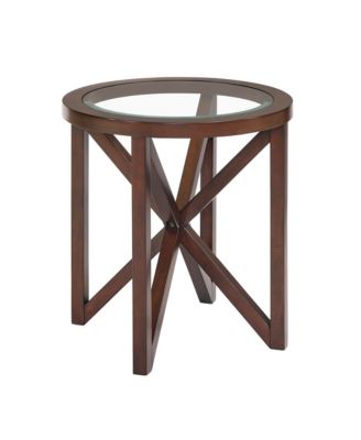 Streamdale Modern Glass Coffee Table - Wood Base, Round Top