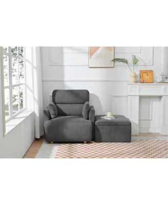 Oversized Accent Chair w/ Ottoman - Modern Lounge & Reading Chair (Dark Gray)
