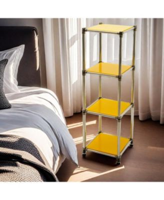 Korean  4-Tier Stainless Steel Shelving Unit (49"H x 14.9"W)