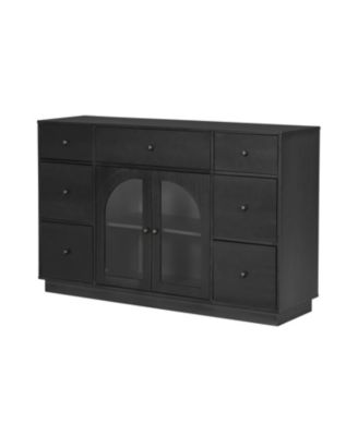 Black 2-Door 7-Drawer Storage Cabinet