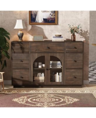 Black 2-Door 7-Drawer Storage Cabinet