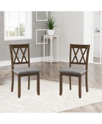  Walnut Wood Dining Chairs Set of 4, Padded Seat