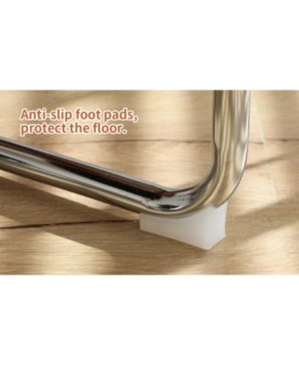 Faux Leather Rattan Dining Chairs, Chrome Legs, Green, Set of 2