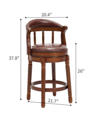 Leather Swivel Bar Stool, 26.5", Brown