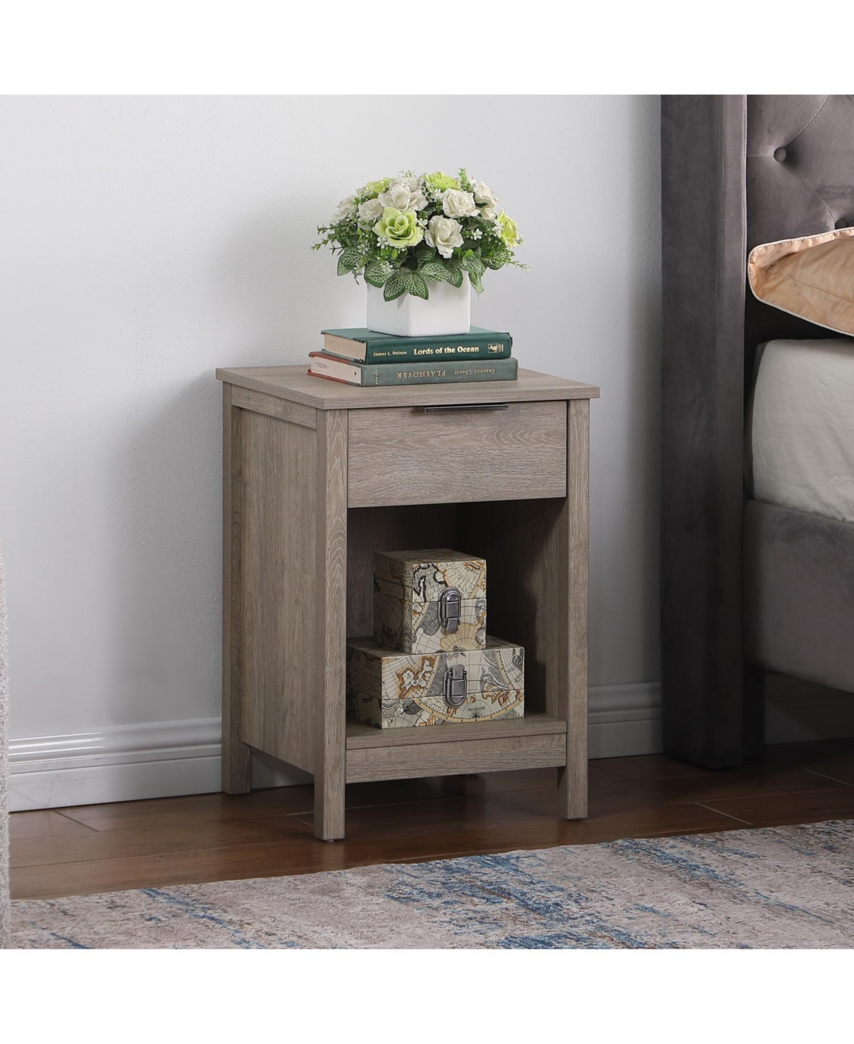 Streamdale Furniture Nightstand with Drawer & Shelf