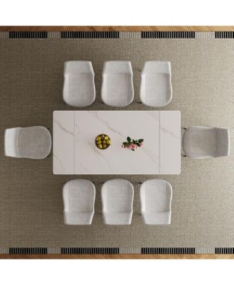 Streamdale Retractable Sintered Stone Dining Table Set (Table + 8 Chairs