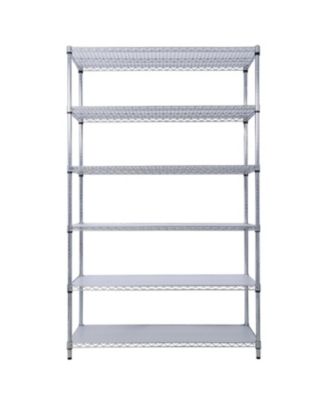 6 Tier 6000lbs NSF Metal Wire Shelf Unit w/Wheels & Liners Chrome