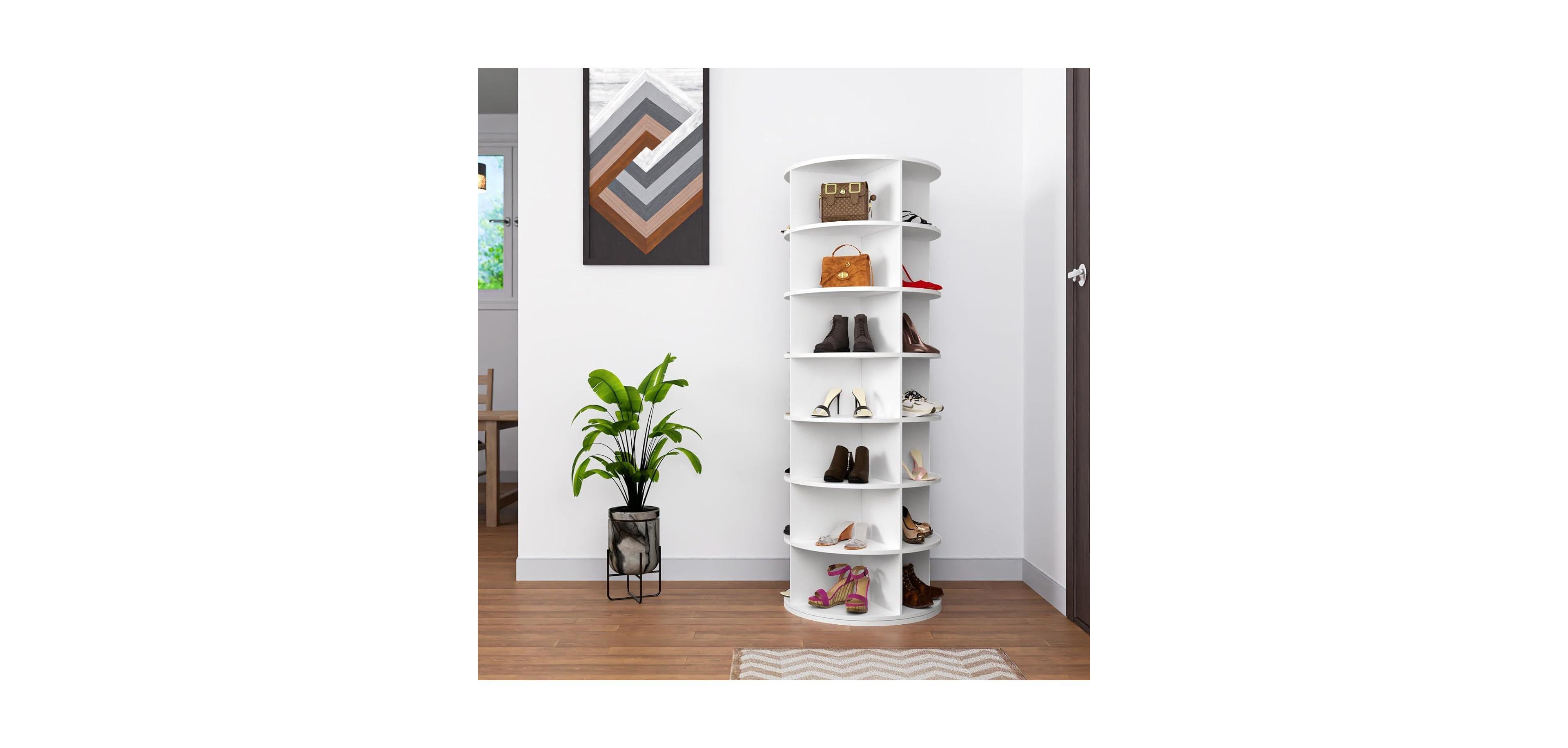 Streamdale Furniture 7 Tier Rotating Shoe Rack - White
