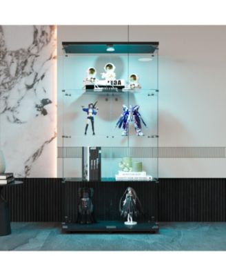 LED Glass Display Cabinet with 4 Shelves, 64.7"x31.7"x14.3")