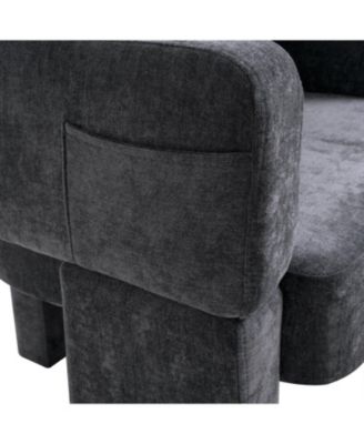 Chenille Accent Chair with Pillow - Gray