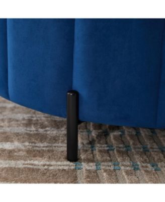 31.5" Velvet Round Storage Ottoman - Navy