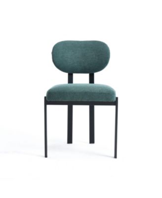 Boucle Dining Chairs Set of 2 Black Metal Legs