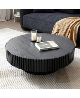 Black MDF Modern Drum Coffee Table