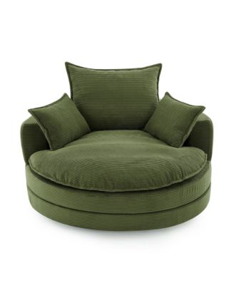 360 Swivel Barrel Chair with Pillows - Green