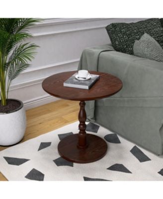 23" Walnut Brown Round Accent Table
