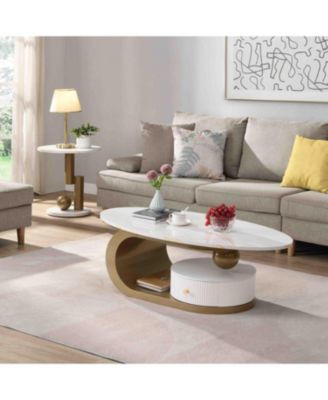 Golden Nesting Coffee Table Set - Oval & Round