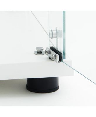 Tempered Glass Display Cabinet w/ LED, Lock, Mirror Back - White