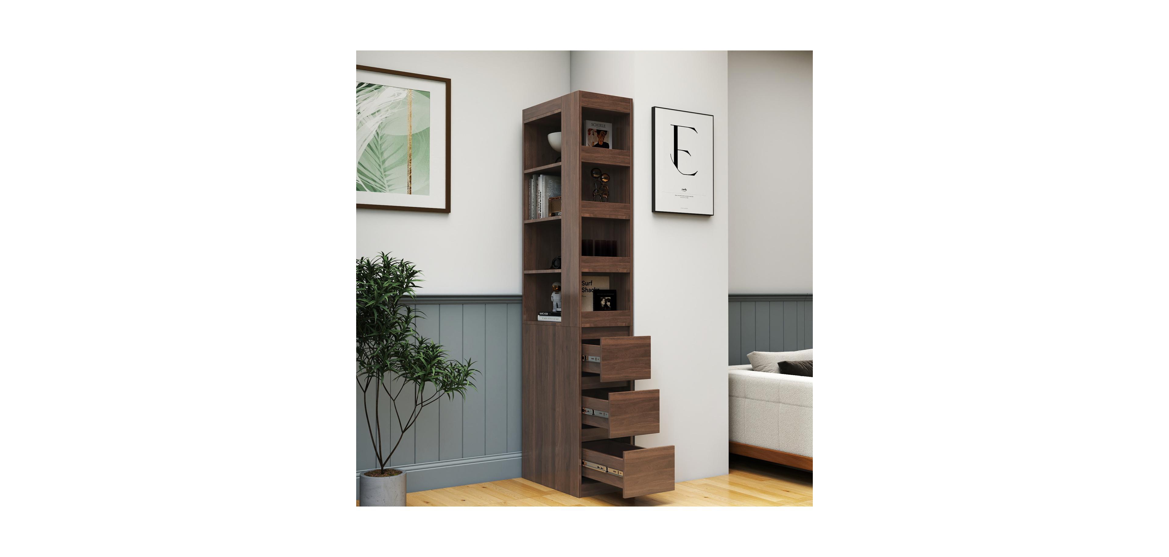 Streamdale Furniture 70.87" Display Cabinet, 4-Tier Shelf, Drawers, Modern Wooden Bookshelf