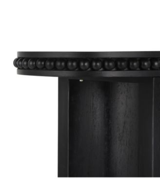 Vintage Console Table - Beaded Trim, Reversible Legs, Natural Wood