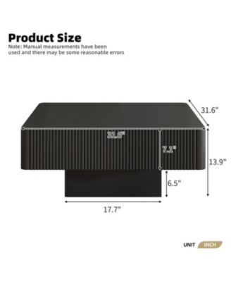 Elegant Square Fluted Coffee Table, Modern Drum End Table