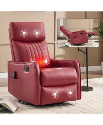 Faux Leather Massage Recliner Rocker Swivel Chair