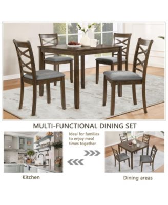 Streamdale Elegant Walnut 5-Piece Dining Table Set