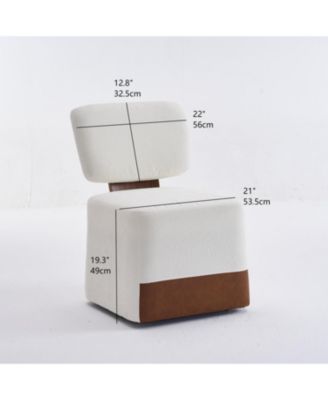 Streamdale Linen Upholstered Armless Dining Chair with Casters,BEIGE