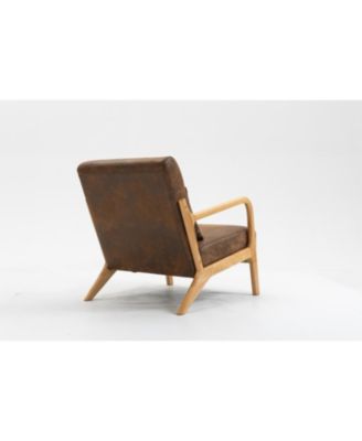 Mid Century Accent Chair with Wood Frame & Waist Cushion