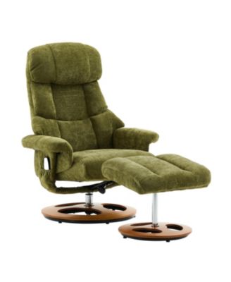 Ergonomic Recliner Chair with Ottoman, Massage, Heat, 360 Swivel, Green