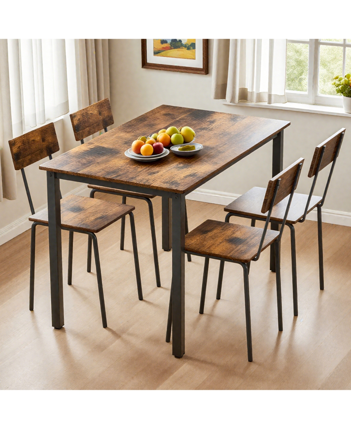 Streamdale Furniture Streamdale Metal & Wood Dining Set for 4