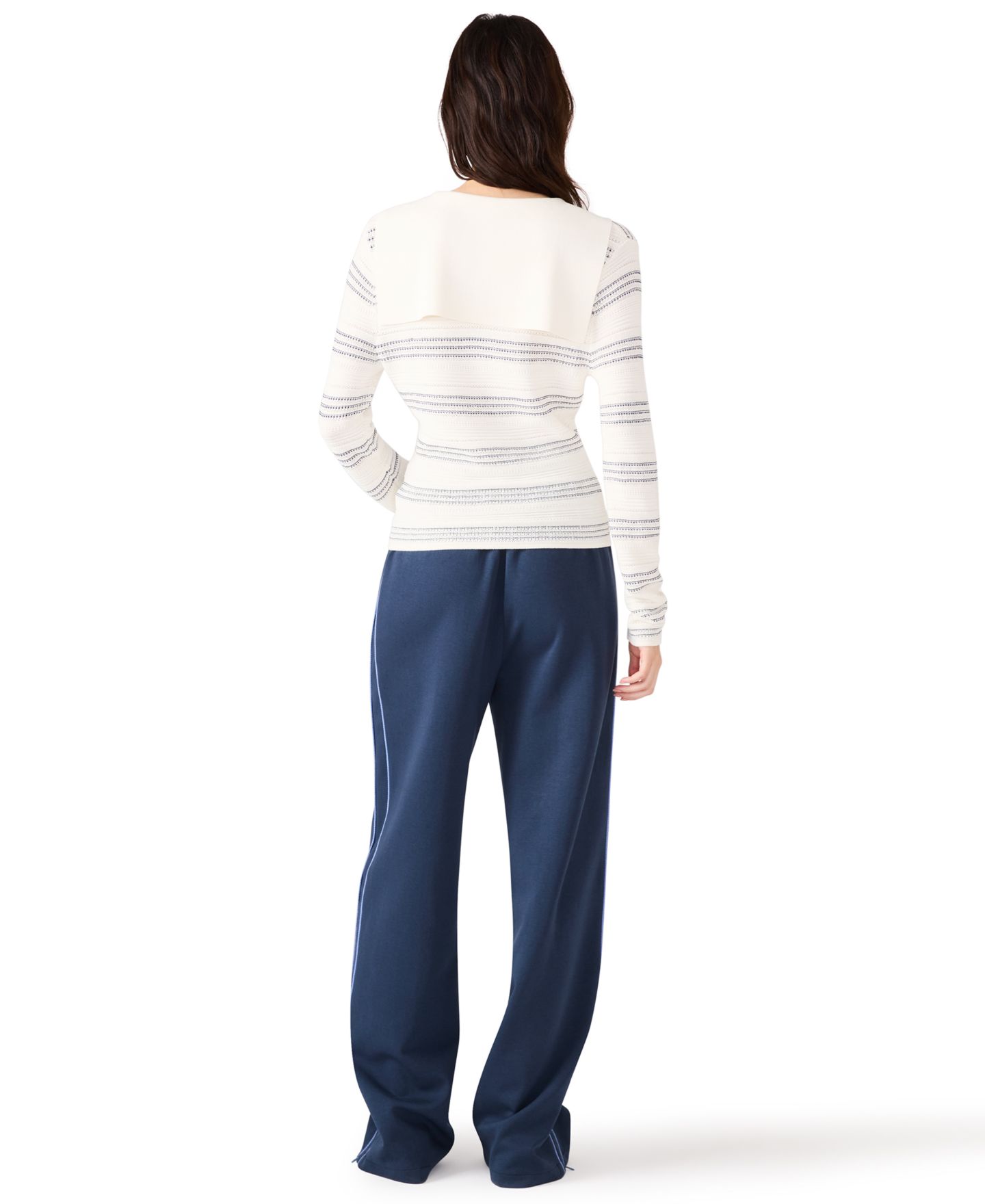 Женский свитер Steve Madden V-Neck Stripe, цвет: Облачный — фото 6