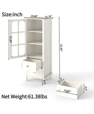 minimalist Buffet Cabinet with Glass Doors & Double Drawer