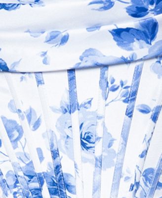 Juniors' Printed Corset Ruffle Gown