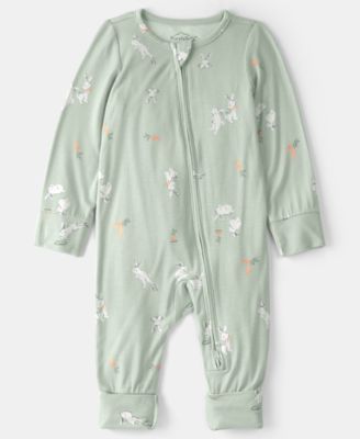 Baby Boys' or Baby Girls' Easter Bunny Print 2-Way Zip Sleep and Play Pajama