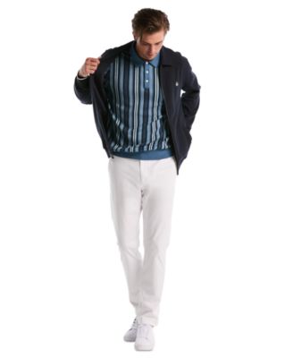 Men's Vertical Striped Slim-Fit Polo Sweater
