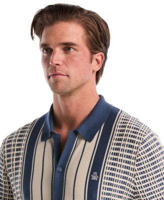 Men's Plaid & Stripe Patterned Slim-Fit Polo Sweater