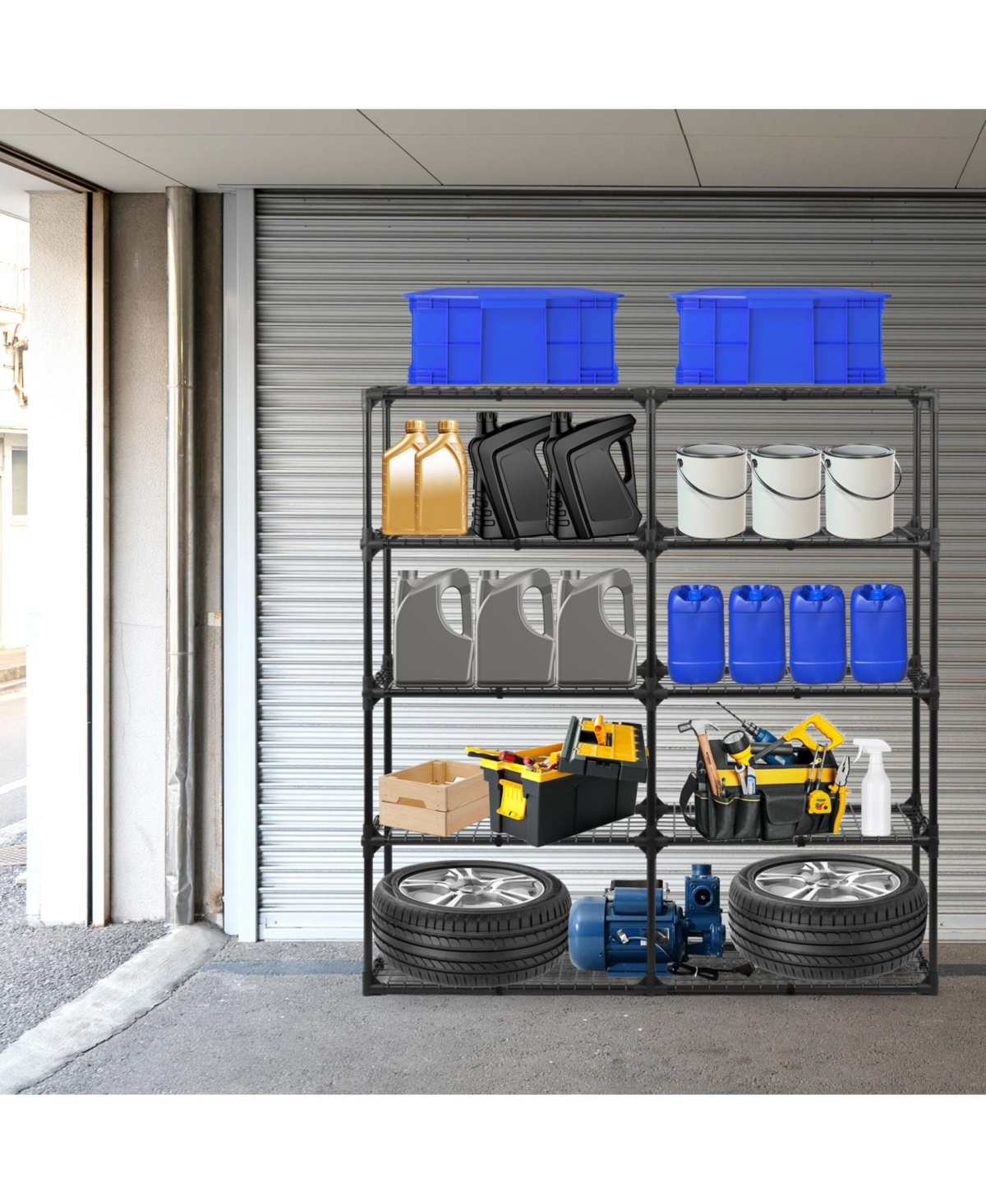 Streamdale Furniture Streamdale Heavy-Duty 5-Shelf Wire Rack with Cover (2-Pack), 1100 lbs Capacity