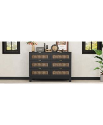 Rustic Dresser with 6 Drawers and Metal Handles