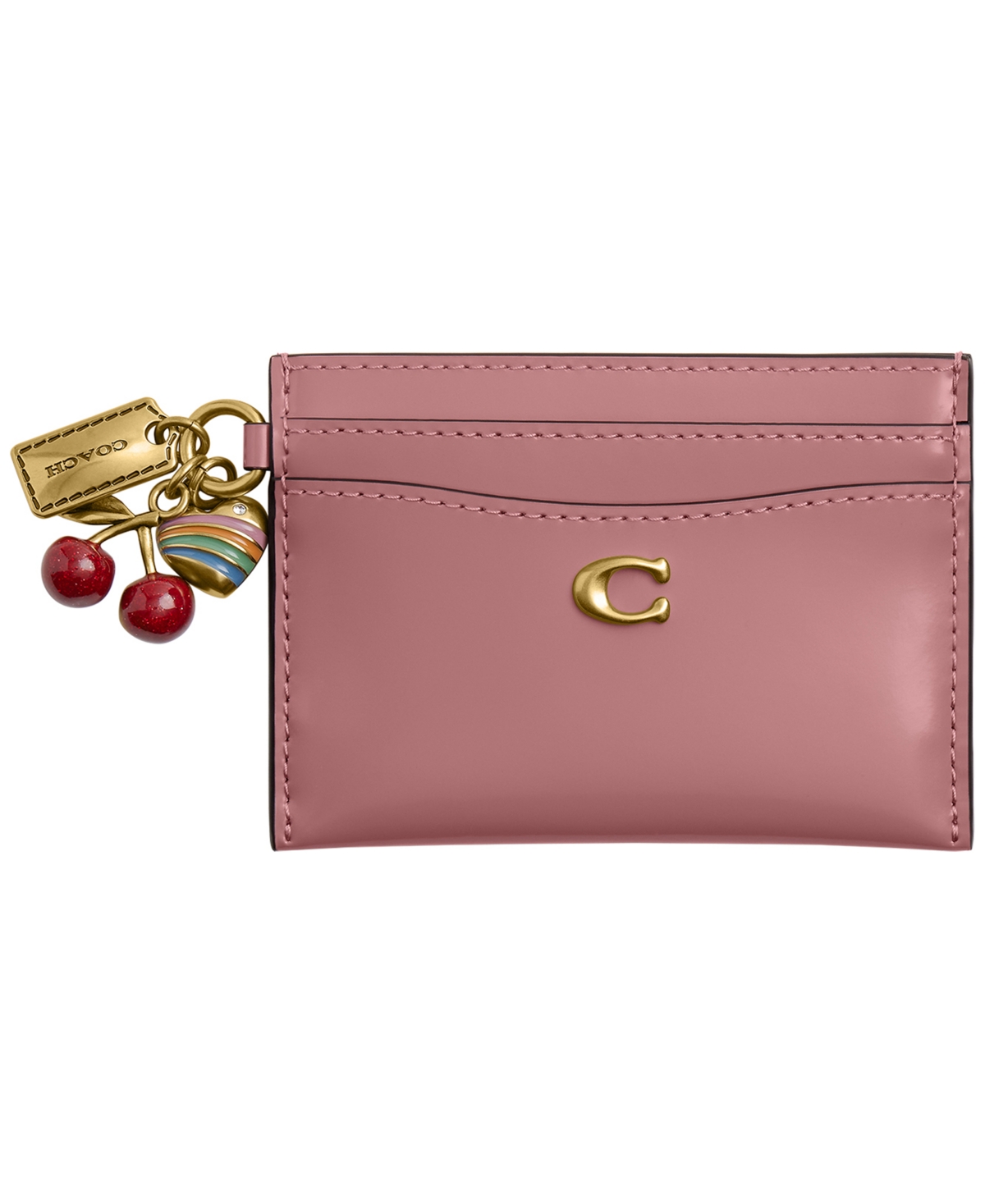 Coach Essential Card Case with Charms - Brass/Peony