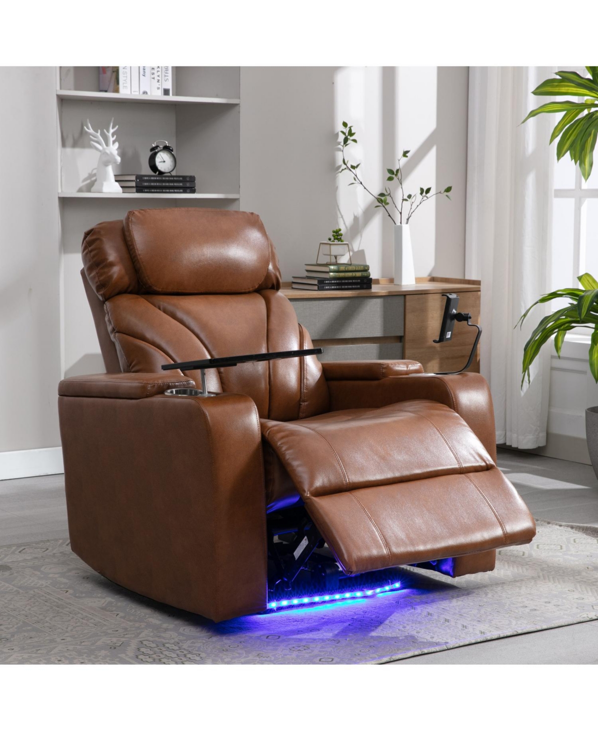 Streamdale Furniture Power Recliner with Usb Charger, Storage, Cup Holder, Bluetooth