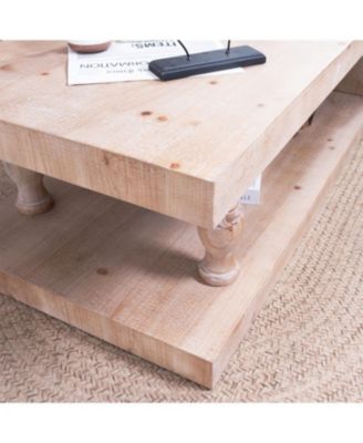 Rustic Wood Coffee Table with Shelf