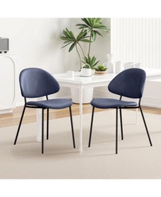 Blue PU Leather Dining Chairs - Set of 4