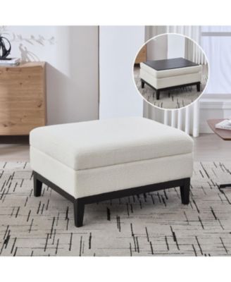 33.86" Ivory Boucle Storage Ottoman/Coffee Table