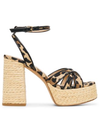 Women's Danila Two-Piece Block Heel Raffia Dress Sandals